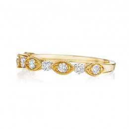 Henri Daussi Yellow Gold Diamond Pave Set Diamond Band