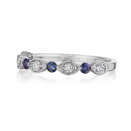 Henri Daussi White Gold Sapphire/Diamond Pave Band