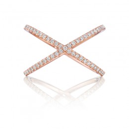 Henri Daussi Rose Gold Criss-Cross Diamond Ring