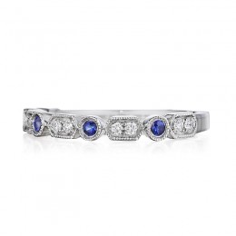 Henri Daussi White Gold Sapphire And Diamond Band