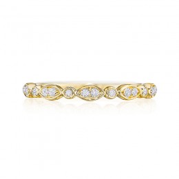 Henri Daussi Yellow Gold Half Way Diamond Band