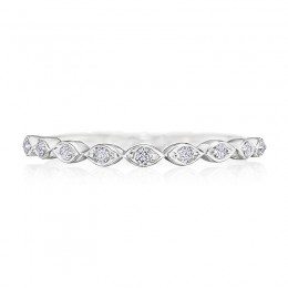 Henri Daussi White Gold Half Way Diamond Band