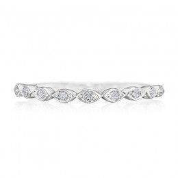 Henri Daussi White Gold Half Way Diamond Band