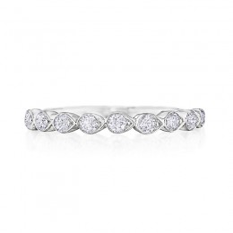 Henri Daussi White Gold Half Way Diamond Band