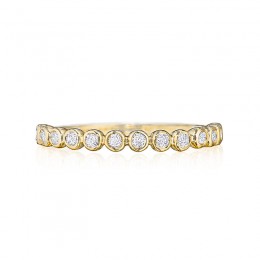 Henri Daussi Yellow Gold Half Way Diamond Band