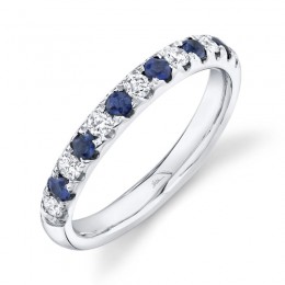 0.30Ct Diamond And 0.30Ct Blue Sapphire 14K White Gold Lady