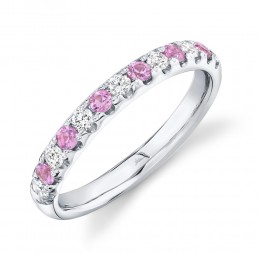 0.30Ct Diamond & 0.30Ct Pink Sapphire Band