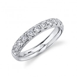 A 14K White Gold Band That Is Set With Diamonds Weighing .90 Carat Total. G/H, Vs-Si