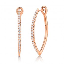 A Pair Of 14K Rose Gold Hoop Earrings That Are Set With Diamonds Weighing .75 Carat Total. G/H, Vs-Si
