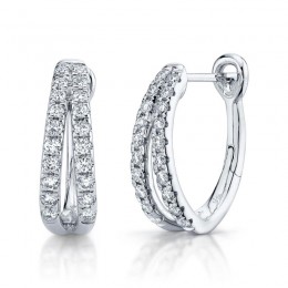 0.40Ct 14K White Gold Diamond Oval Hoop Earring