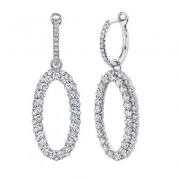 3.00ct 14k White Gold Diamond Oval Earring