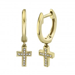 0.04Ct Diamond Cross Huggie Earring