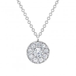 0.22Ct-Ctr(Round) 0.28Ct-Side Diamond Cluster Necklace