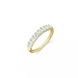 A 14K Yellow Gold Emerald Cut Diamond Band