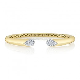 14K Yellow And White Gold Diamond Bangle