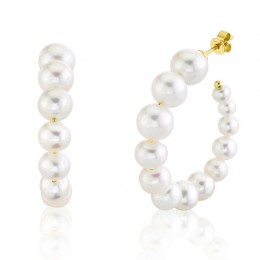 Diamond And Pearl Curved Bar Post Earrings
