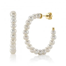 A Pair Of 14K Yellow Gold J-Shaped Hoop Earrings Each Set