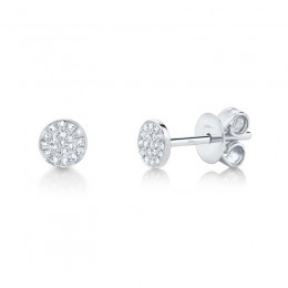 0.07ct 14k White Gold Diamond Pave Stud Earring