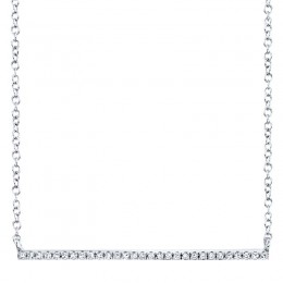 0.08ct 14k White Gold Diamond Bar Necklace