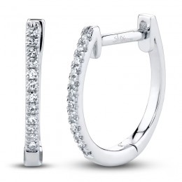 A Single 14K White Gold Huggie Hoop Earring Set
