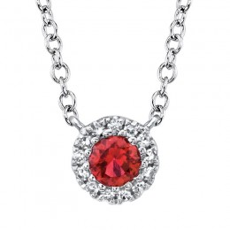 0.04Ct Diamond & 0.14Ct Ruby Necklace