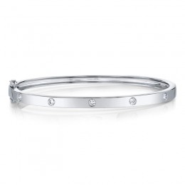 14K White Gold And Diamond Bangle Bracelet