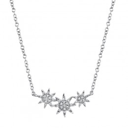 14K White Gold Diamond Star Necklace .09Ct G-H, Vs-Si