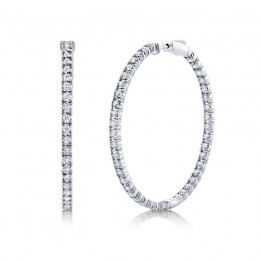 2.65Ct 14K White Gold Diamond Hoop Earring