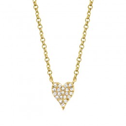 0.05Ct 14K Yellow Gold Diamond Pave Heart Necklace