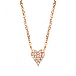 0.05ct 14k Rose Gold Diamond Pave Heart Necklace