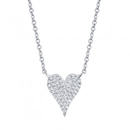 0.11ct 14k White Gold Diamond Pave Heart Necklace
