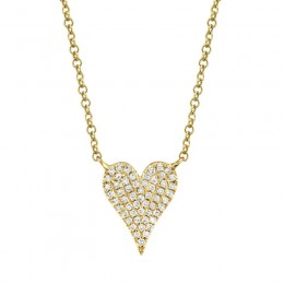 0.11Ct 14K Yellow Gold Diamond Pave Heart Necklace