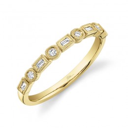 14K Yellow Gold  0.14Ct Diamond Band