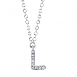 14K White Gold Initial L Pendant