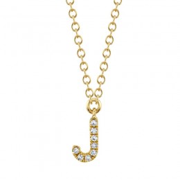 14K Yellow Gold Diamond Initial "J" Pendant