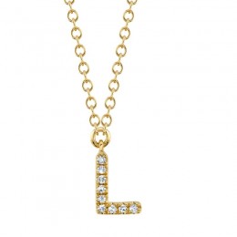 14K Yellow Gold Diamond Initial "L" Pendant