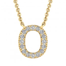 14K Yellow Gold Diamond Initial "O" Necklace