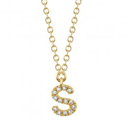 14K Yellow Gold Diamond Initial "S" Pendant