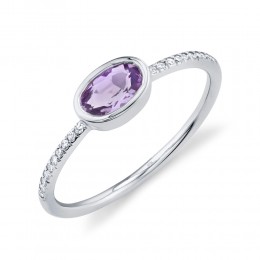 0.07Ct Diamond & 0.45Ct Amethyst Ring