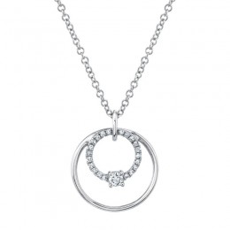 14K White Gold Concentric Circle Pendant