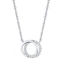 0.07Ct 14K White Gold Diamond Circle Necklace