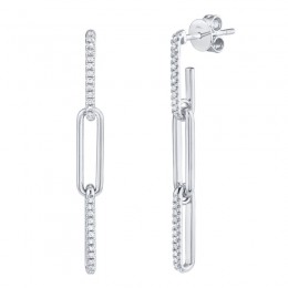 0.17ct 14k White Gold Diamond Link Earring