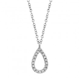 14K White Gold Diamond Pear Necklace .06Ct G/H, Vs-Si