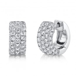 1.17Ct 14K White Gold Diamond Pave Huggie Earring