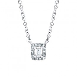 0.05Ct 14K W/G Diamond Baguette Necklace