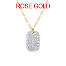 A 14K Rose Gold Diamond Dog Tag Pendant