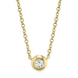 A 14K Yellow Gold Bezel Set Diamond Necklace