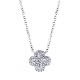 14K White Gold Clover Shaped Pendant