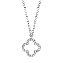14K White Gold Clover Shaped Pendant