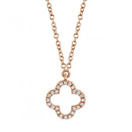 14K rose gold clover shaped pendant